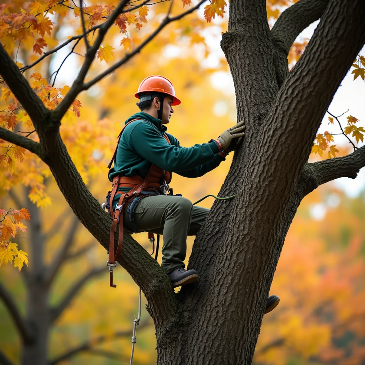 Identifying dead branches in autumn canopy before leaves drop for winter
