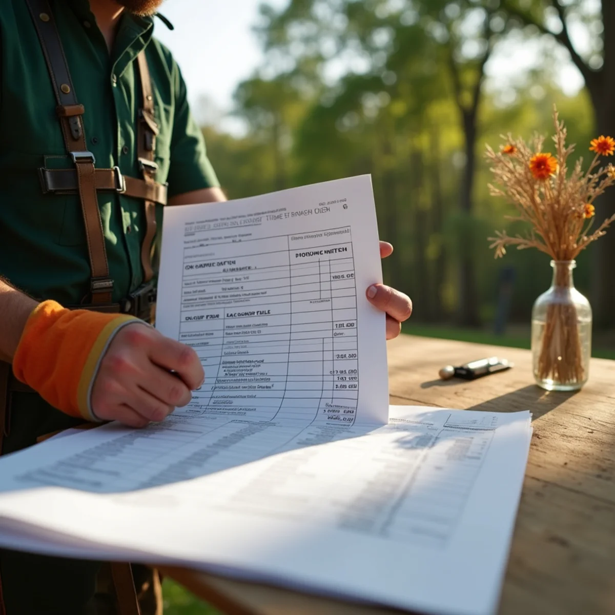 Transparent written tree service proposal showing itemized costs