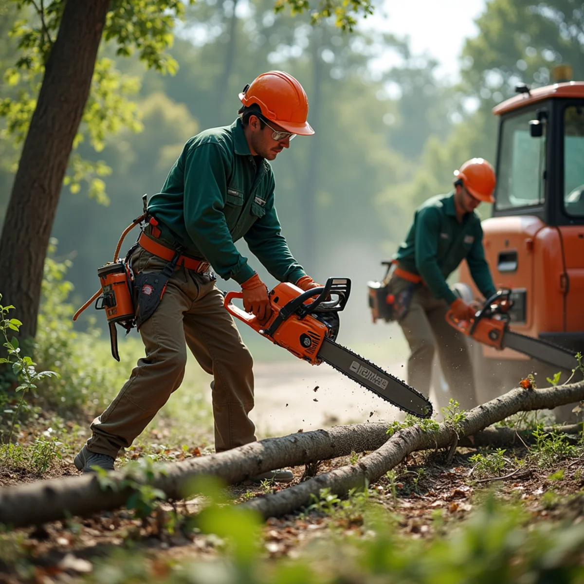 Bucking storm-downed branches into easily portable firewood lengths