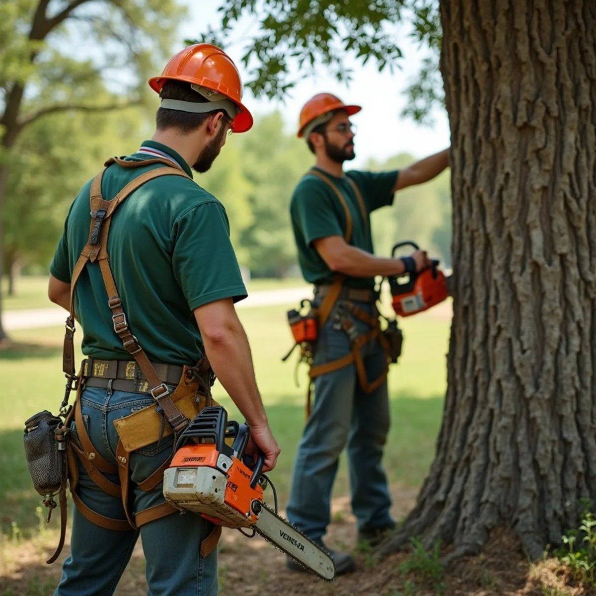 Tree care crew performing restored country acreage in Mayes County Oklahoma