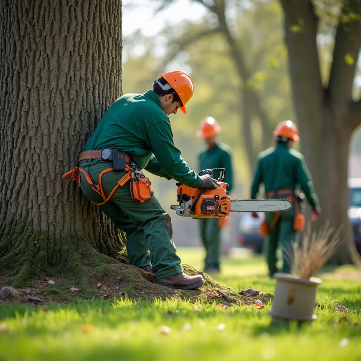 Tree care crew performing river town lawn restoration in Muskogee Oklahoma
