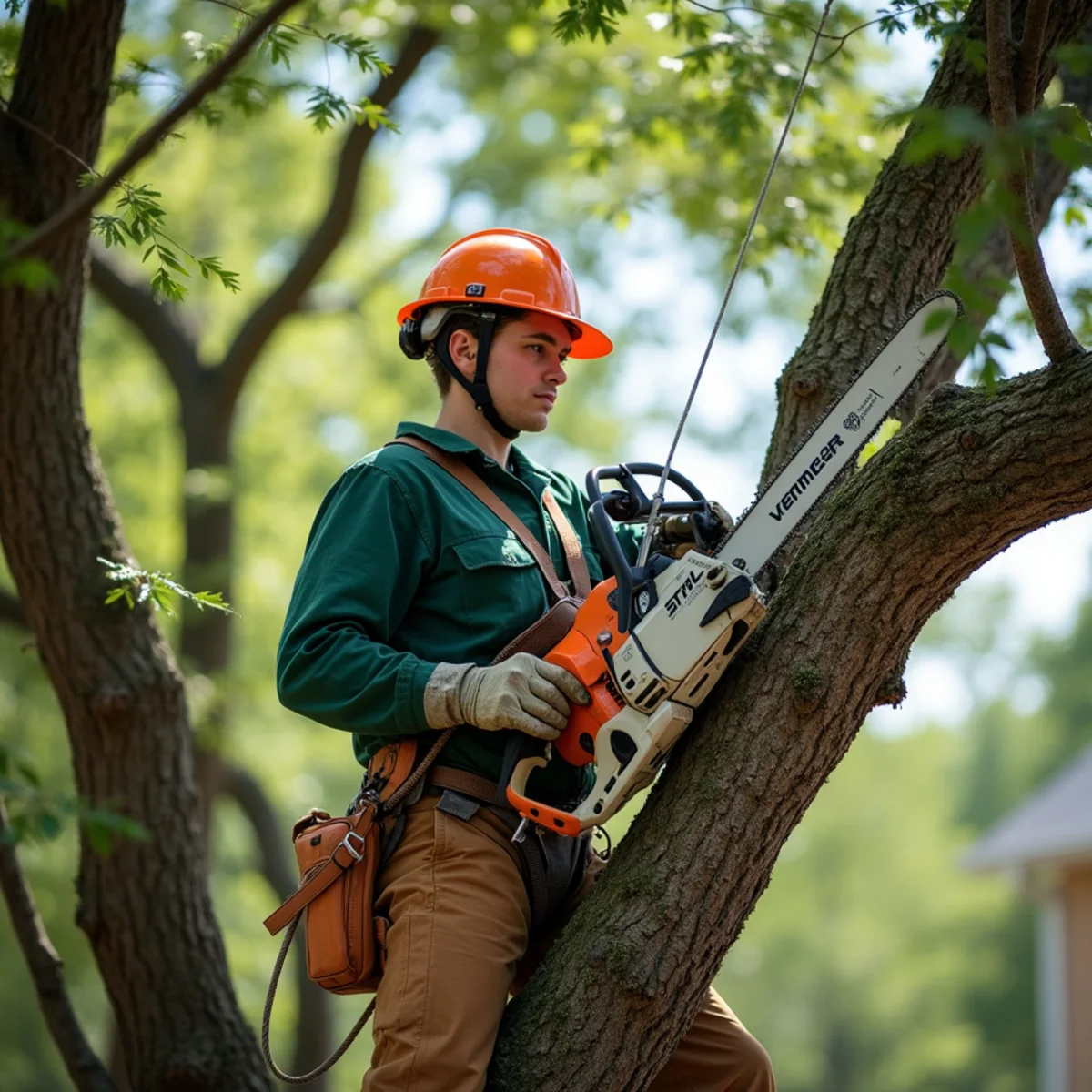 Tree care crew performing river valley sycamore check in Tahlequah Oklahoma