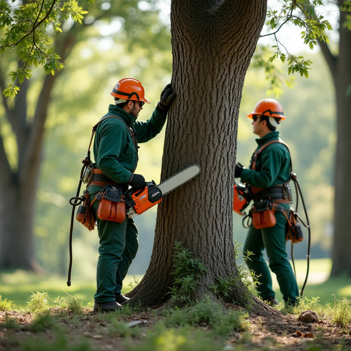 Tree care crew performing delicate riparian tree care in Tahlequah Oklahoma