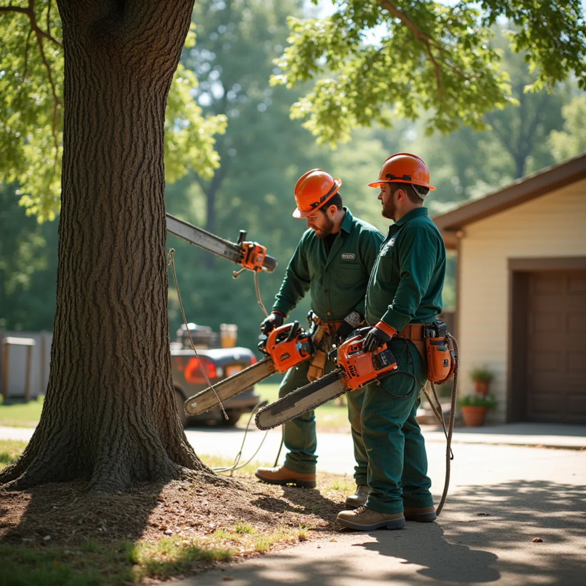 Mapping target zones and potential fall radius around residential tree
