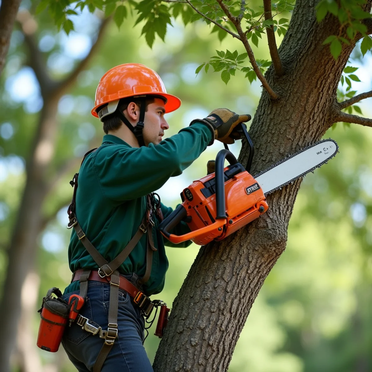 Three-cut pruning method preventing bark peel on lower heavy limb
